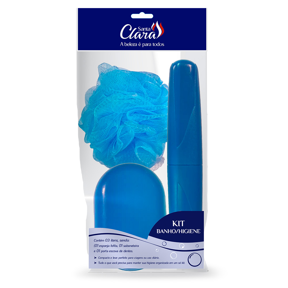 Kit Banho e Higiene Santa Clara Bucha + Saboneteira + Estojo para Escova Dental Ref. 6513