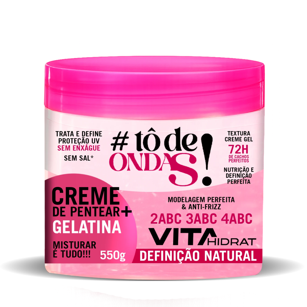 Creme para pentear + Gelatina Vitahidrat #TôdeOndas! Definição Natural 550g