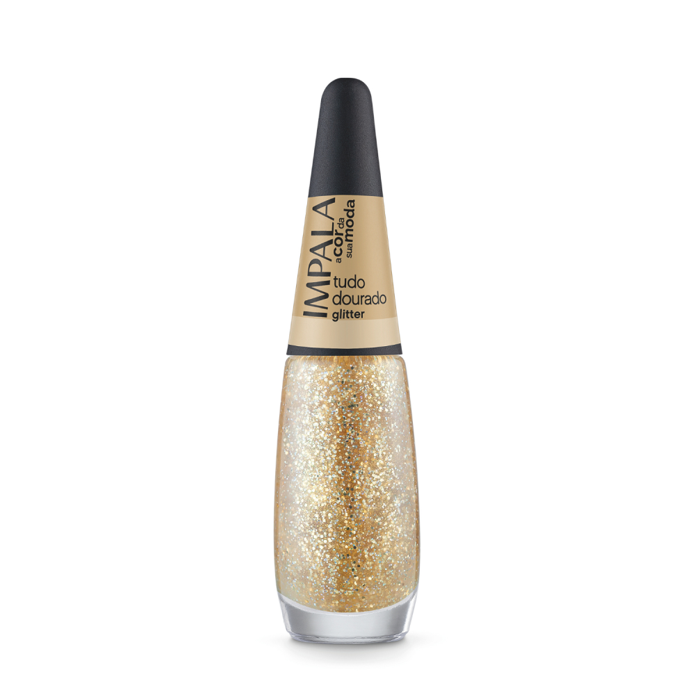 Esmalte Impala A Cor da Sua Moda Glitter Tudo Dourado Com 6 Unidades Ref. 1081