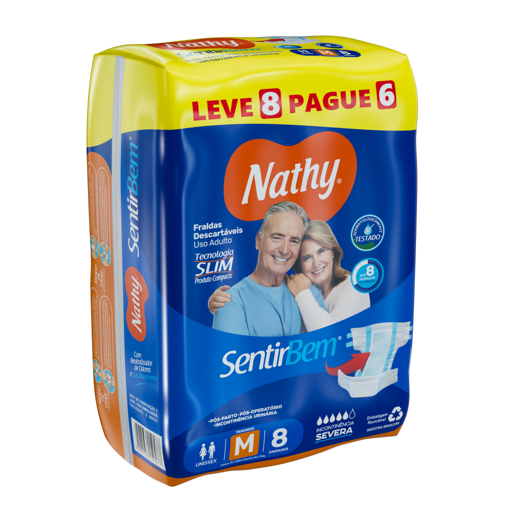 Fralda Geriátrica Nathy Sentir Bem Adulto  M Com 8 Unidades