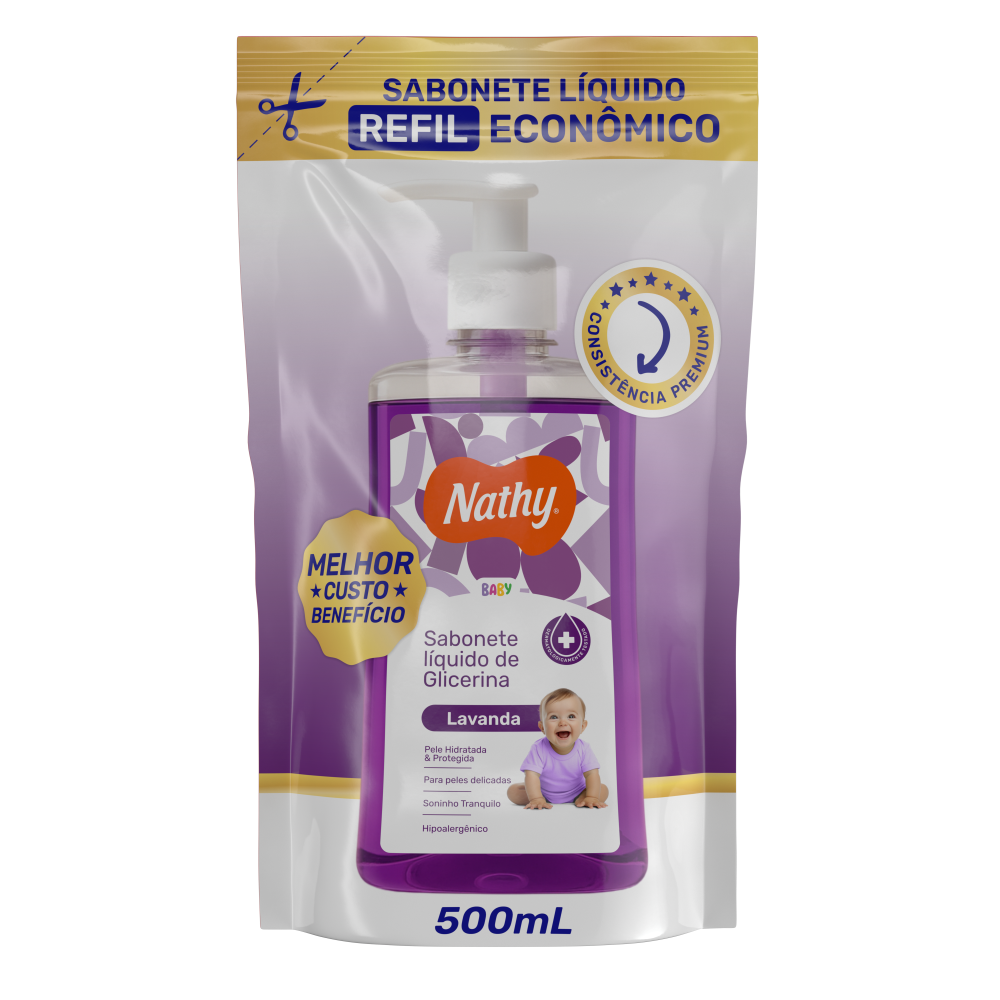 Sabonete Líquido Nathy 500ml Lavanda Glicerinado Refil