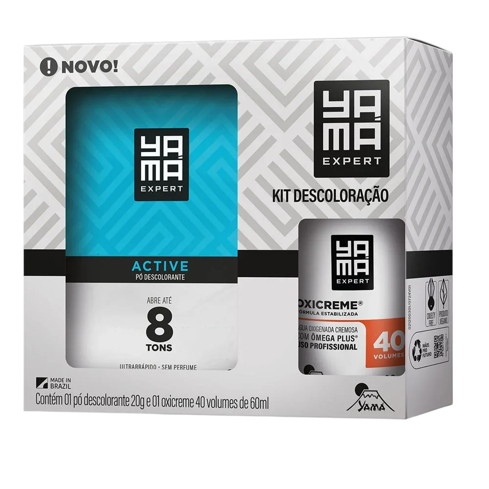 Kit Descoloração Yamá Pó Descolorante Active 20g + Água Oxigenada 40V 60ml