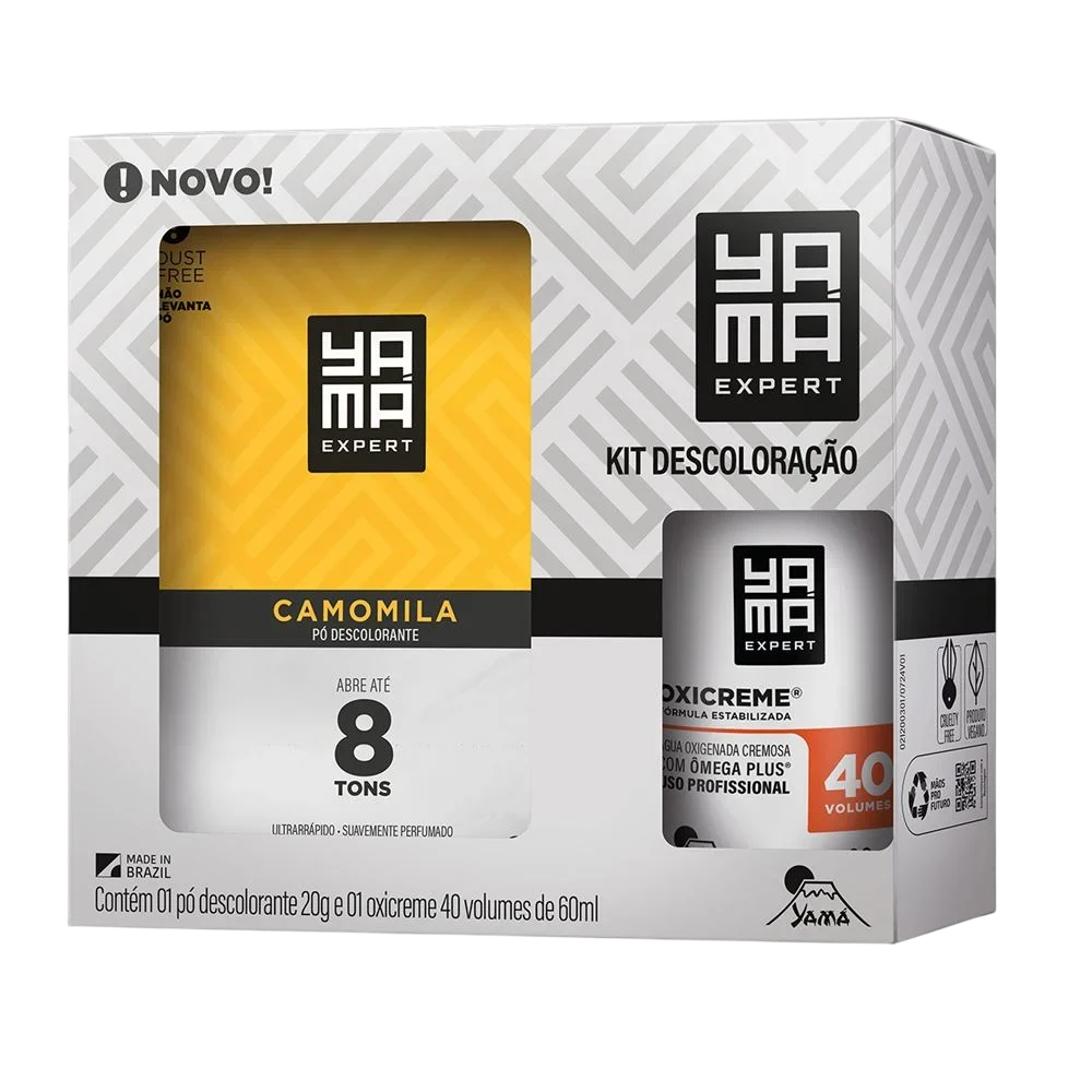 Kit Descoloração Yamá Pó Descolorante Camomila 20g + Água Oxigenada 40V 60ml