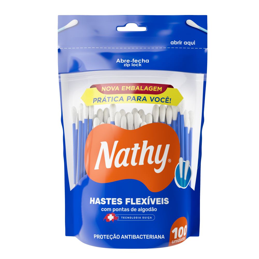 Hastes Flexíveis Nathy Com 100 Unidades Pacote Com ZIP