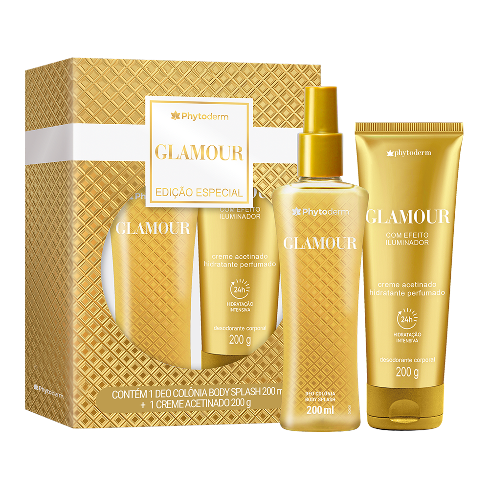 Kit Body Splash 200ml + Creme Acetinado 200g Phytoderm Glamour
