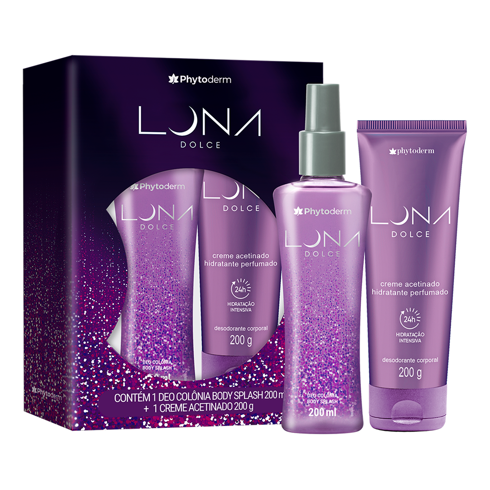 Kit Body Splash 200ml + Creme Acetinado 200g Phytoderm Luna Dolce