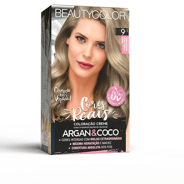 Coloração Beauty Color 9.1 Louro Muito Claro Acinzentado