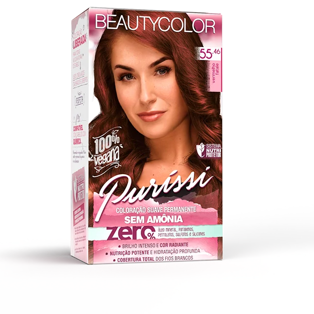 Coloração Beauty Color Puríssi Sem Amonia 55.46 Vermelho Fatale