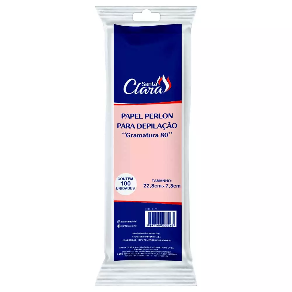 Papel de Depilação Santa Clara Perlon Gramatura 80 Com 100 Folhas Ref. 3326