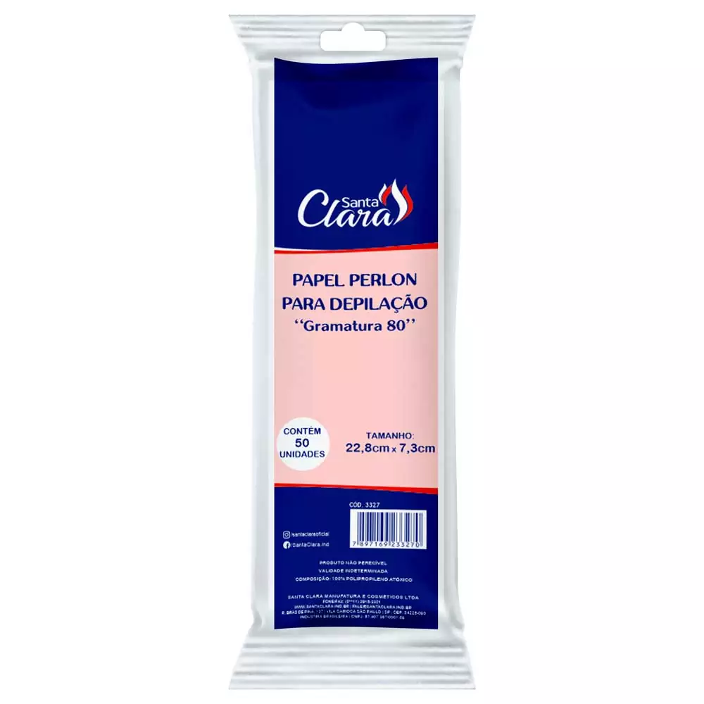 Papel de Depilação Santa Clara Perlon Gramatura 80 Com 50 Folhas Ref. 3327