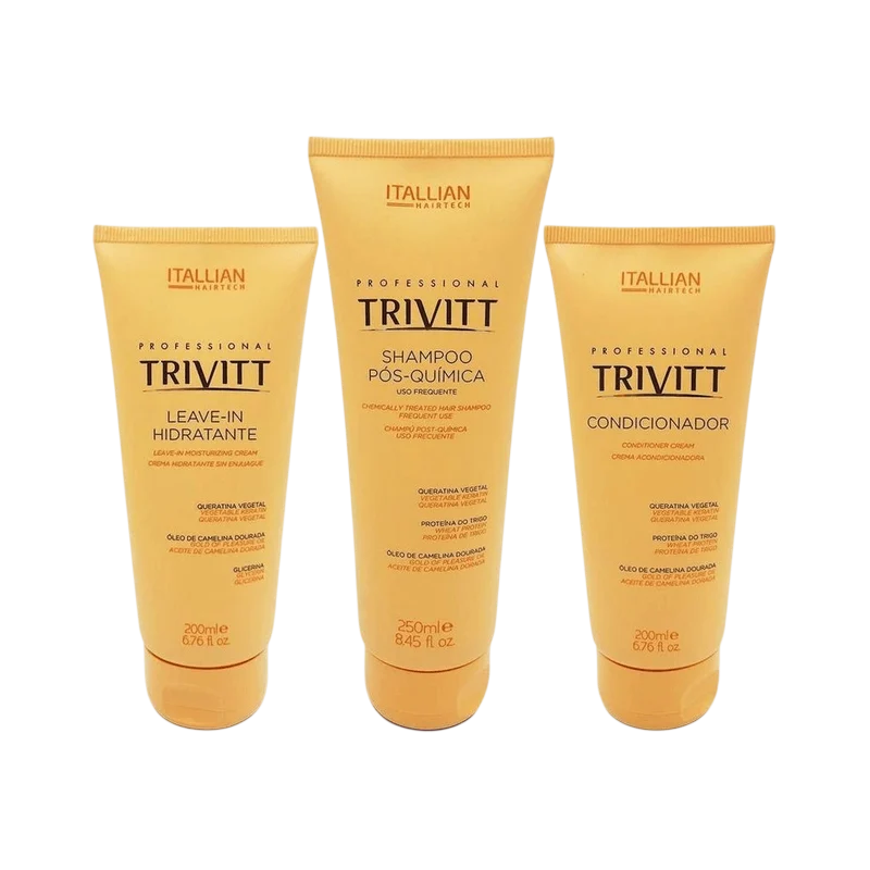Kit Shampoo 250ml + Condicionador 200ml + Leave-in 200ml Itallian Hairtech Trivitt