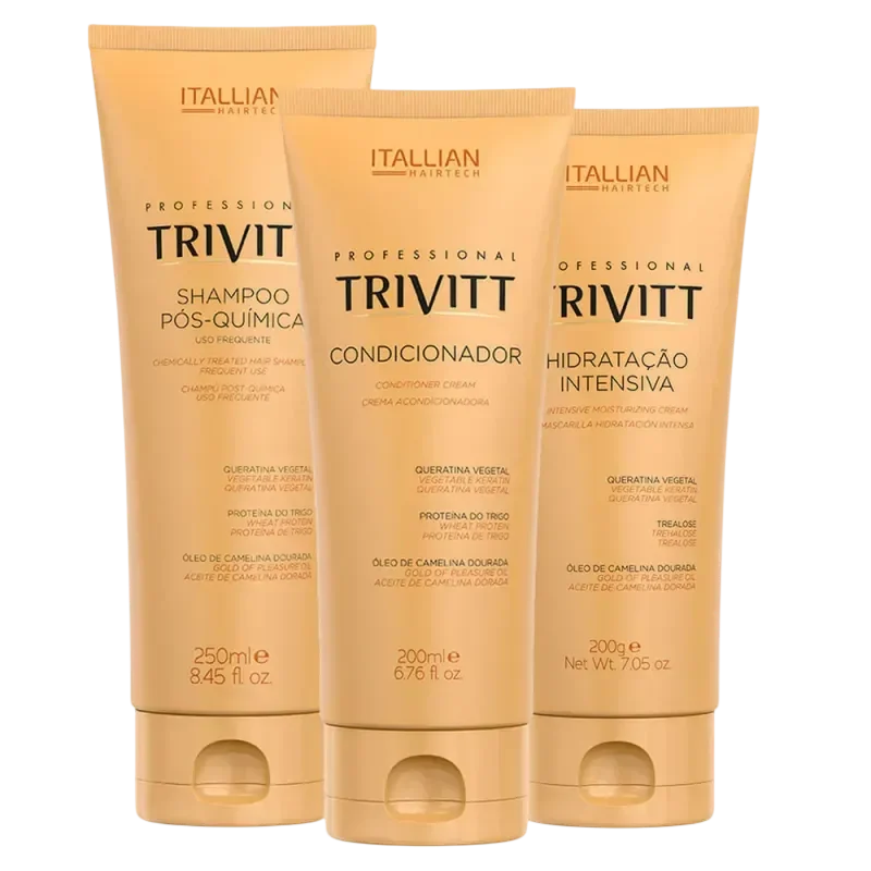 Kit Shampoo 250ml + Condicionador 200ml + Hidratação Intensiva 200g Itallian Hairtech Trivitt