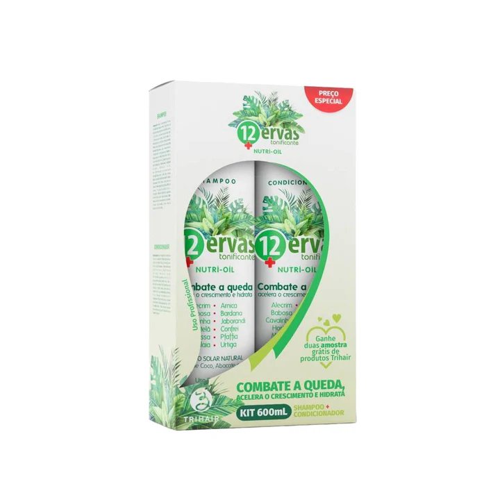 Kit Trihair 12 Ervas Tonificante Nutri-Oil Shampoo + Condicionador 2 de 600ml