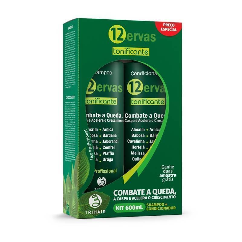 Kit Trihair 12 Ervas Tonificante ml Shampoo + Condicionador 2 de 600ml