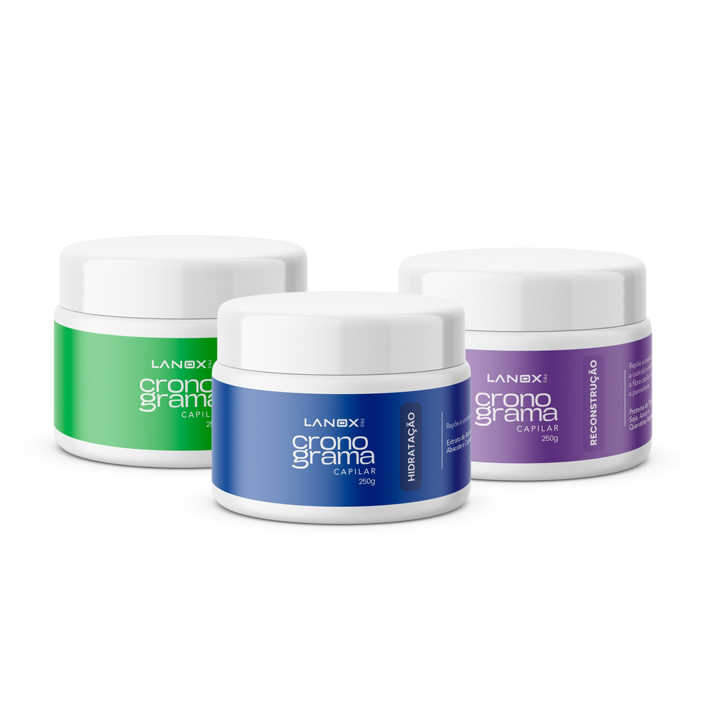 Kit Trihair Lanox Máscaras Crono Capilar Hidratação +Nutrição + Reconstrução 3 de 250g