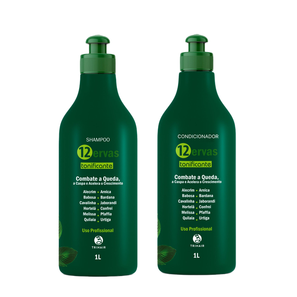 Kit Trihair 12 Ervas Tonificante L Shampoo + Condicionador 2 de 1L