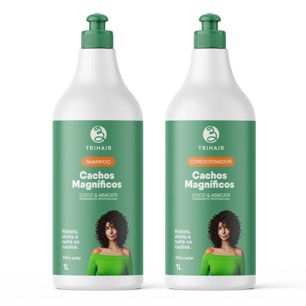 Kit Trihair Bio Vegetais Cachos Magníficos Shampoo + Condicionador 2 de 1L