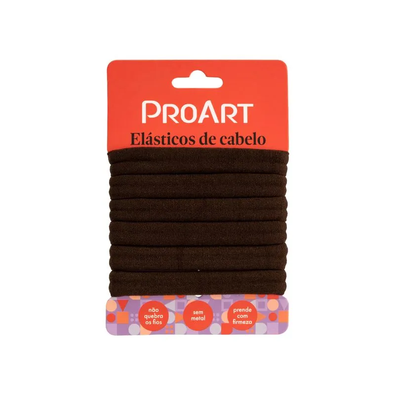 Elástico Capilar Proart Clássico Marrom Com 6 Unidades Ref. EC16BB