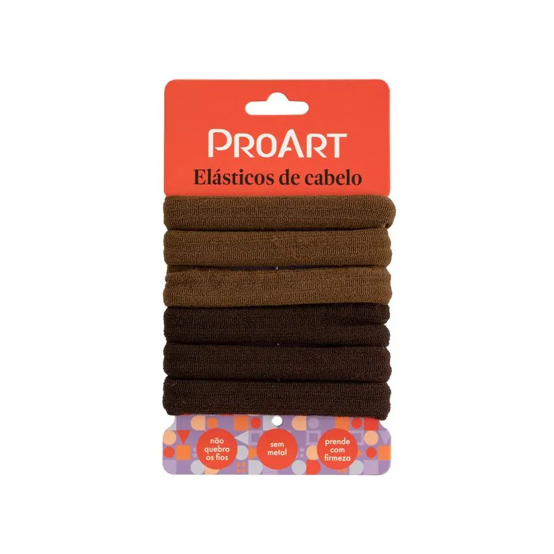 Elástico Capilar Proart Preto Preto Com 6 Unidades Ref. EC14BB