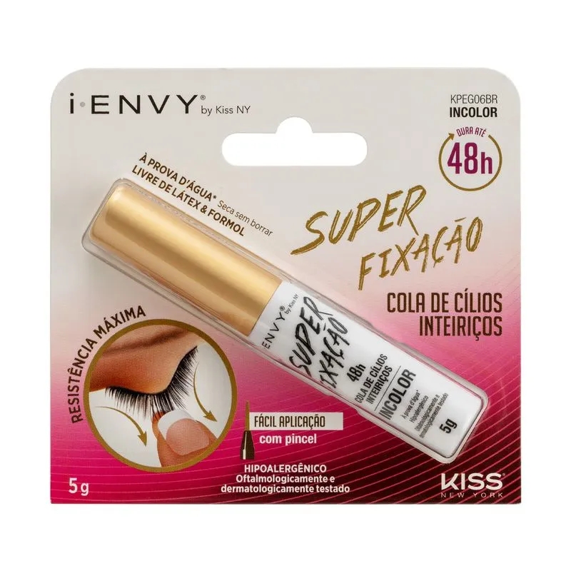 Cola Para Cílios Kiss i-Envy À Prova D àgua 48h Super Fixação 5g Ref. KPEG06BB