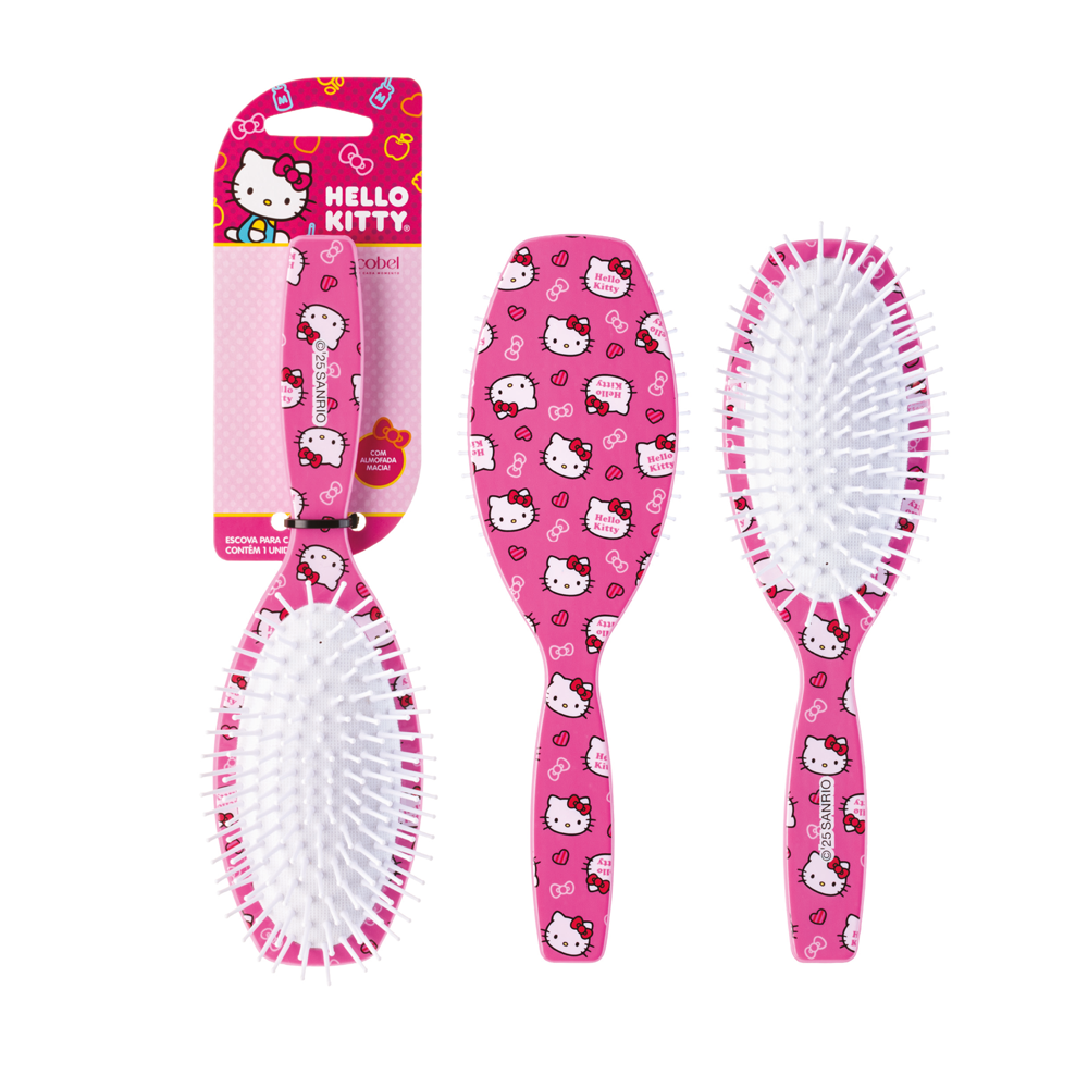 Escova Oval Escobel Hello Kitty Rosa Pop