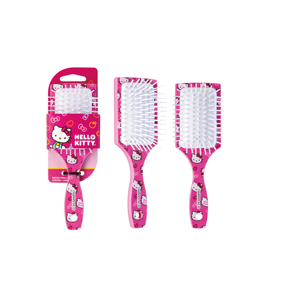 Escova Quadrada Escobel Hello Kitty Rosa Pop Pequena