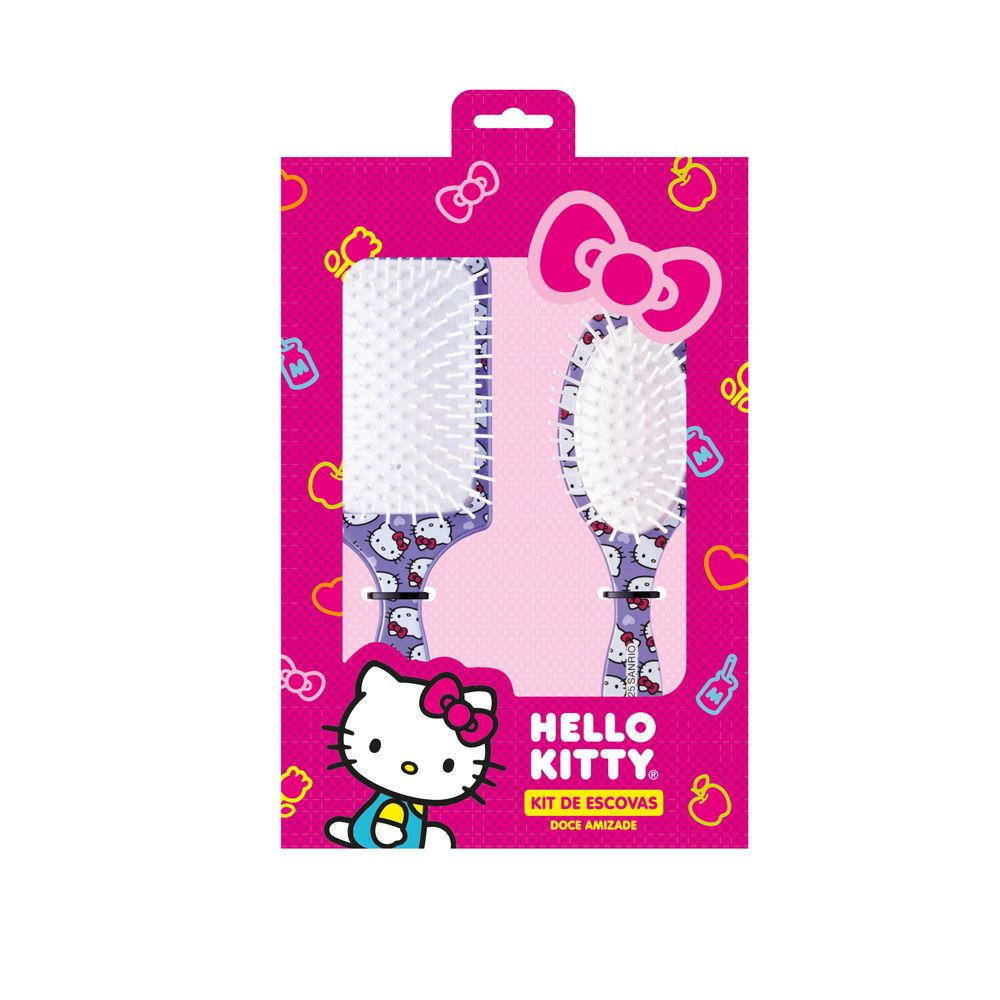 Kit de Escovas Escobel Hello Kitty Mundo Lilás com 02 Unidades