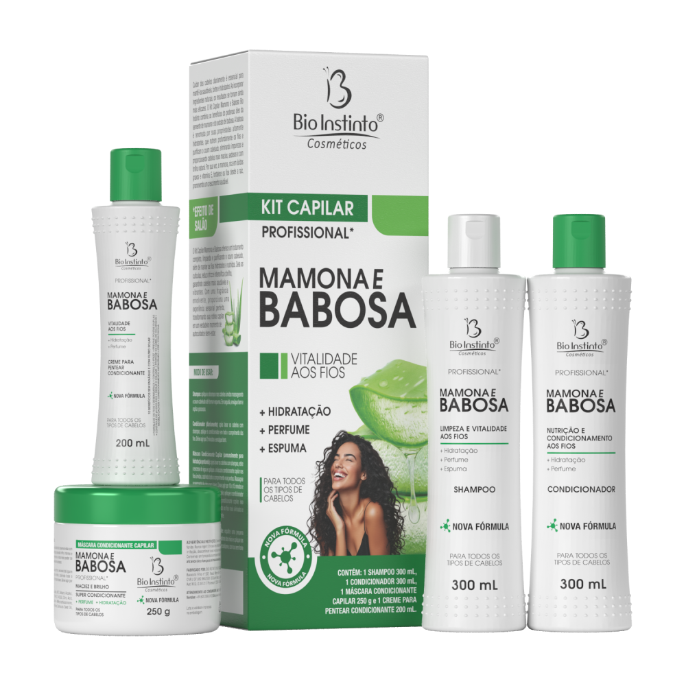 Kit Bio Instinto Shampoo + Condicionador +Máscara + Creme de Pentear 2 de 300 ml +250g + 200ml