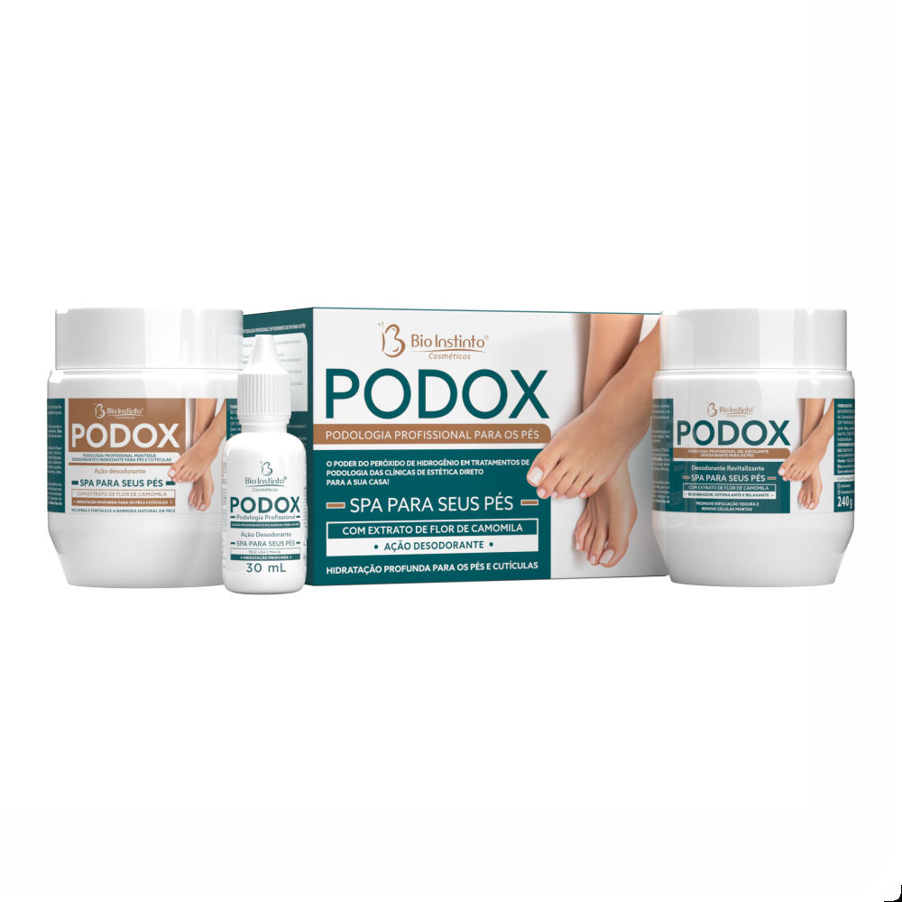 Kit Bio Instinto Podox Podologia Para Pés Desodorante Revitalizante + Manteiga Hidratante + Loção Milagrosa 2 de 240g + 30ml