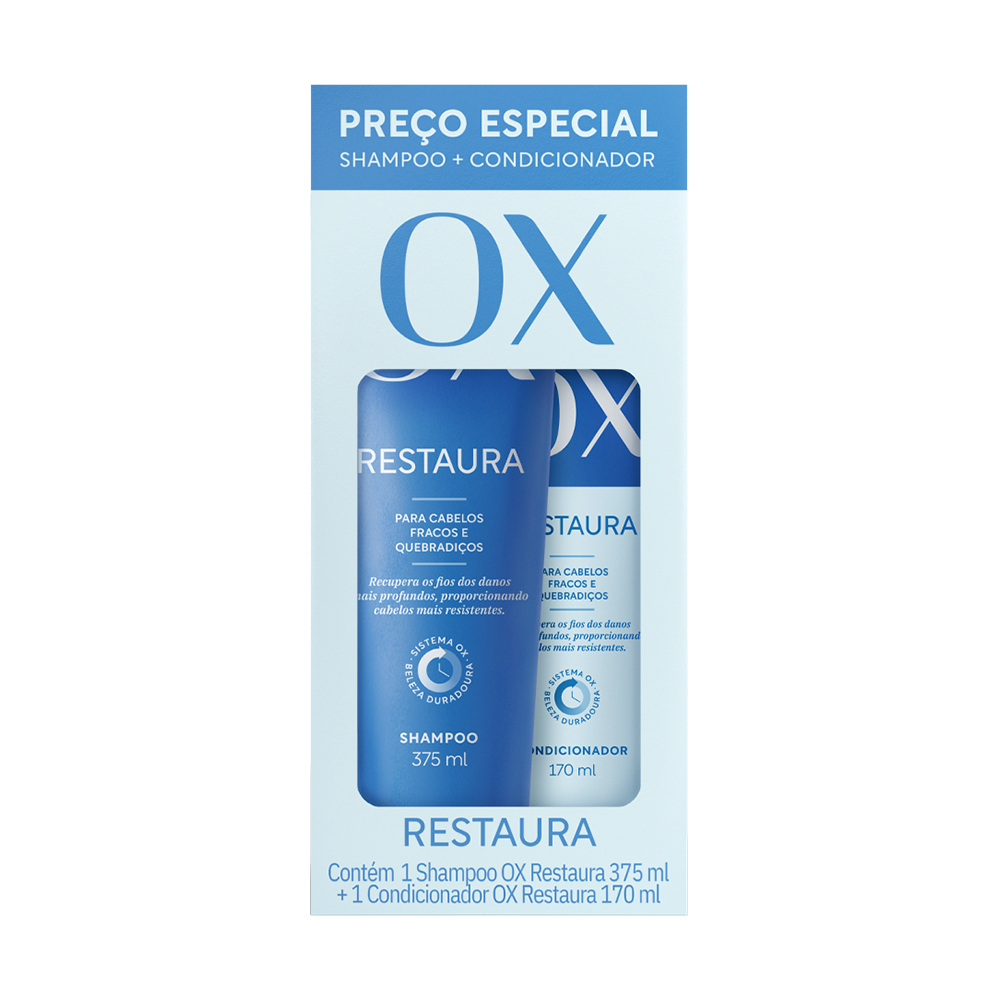 Kit Flora Ox Shampoo + Condicionador Restaura 375ml + 170ml