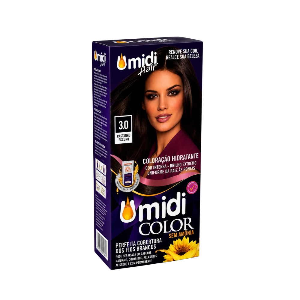 Coloração Hidratante Umidi Hair Umidi Color Castanho Escuro Ref. 3.0