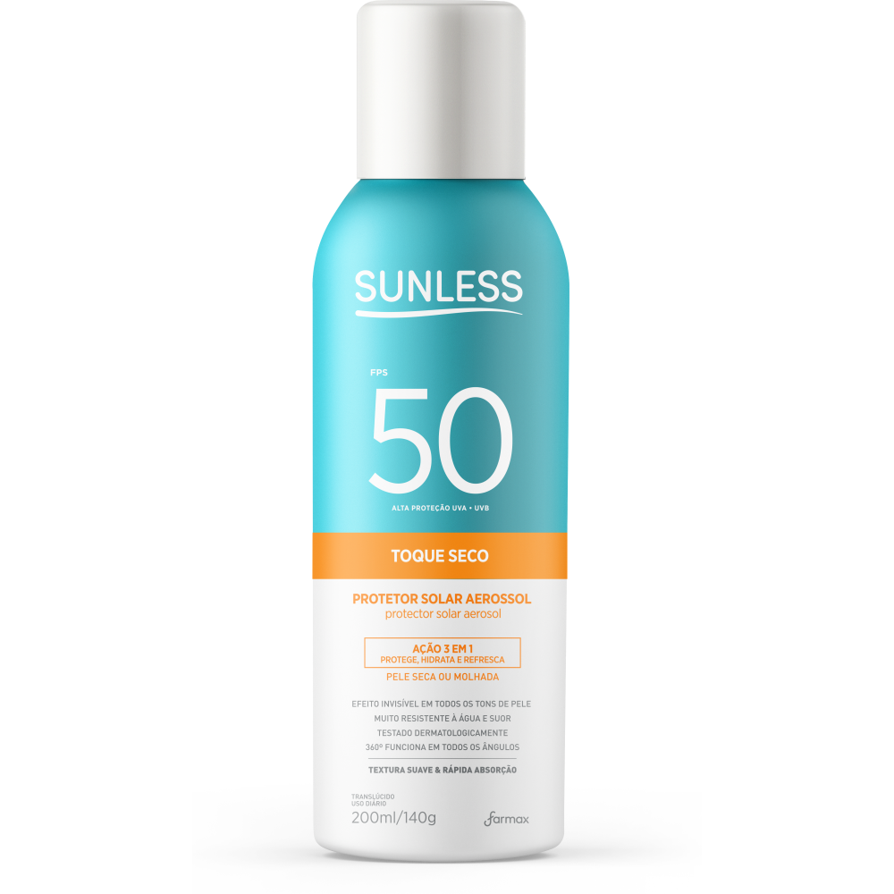 Protetor Solar Aerosol Farmax Sunless FPS50 Toque Seco 200ml