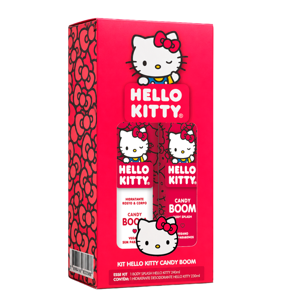Kit Hello Kitty Cia Da Natureza Hidratante 240ml + Colônia Splash 230ml Candy Boom