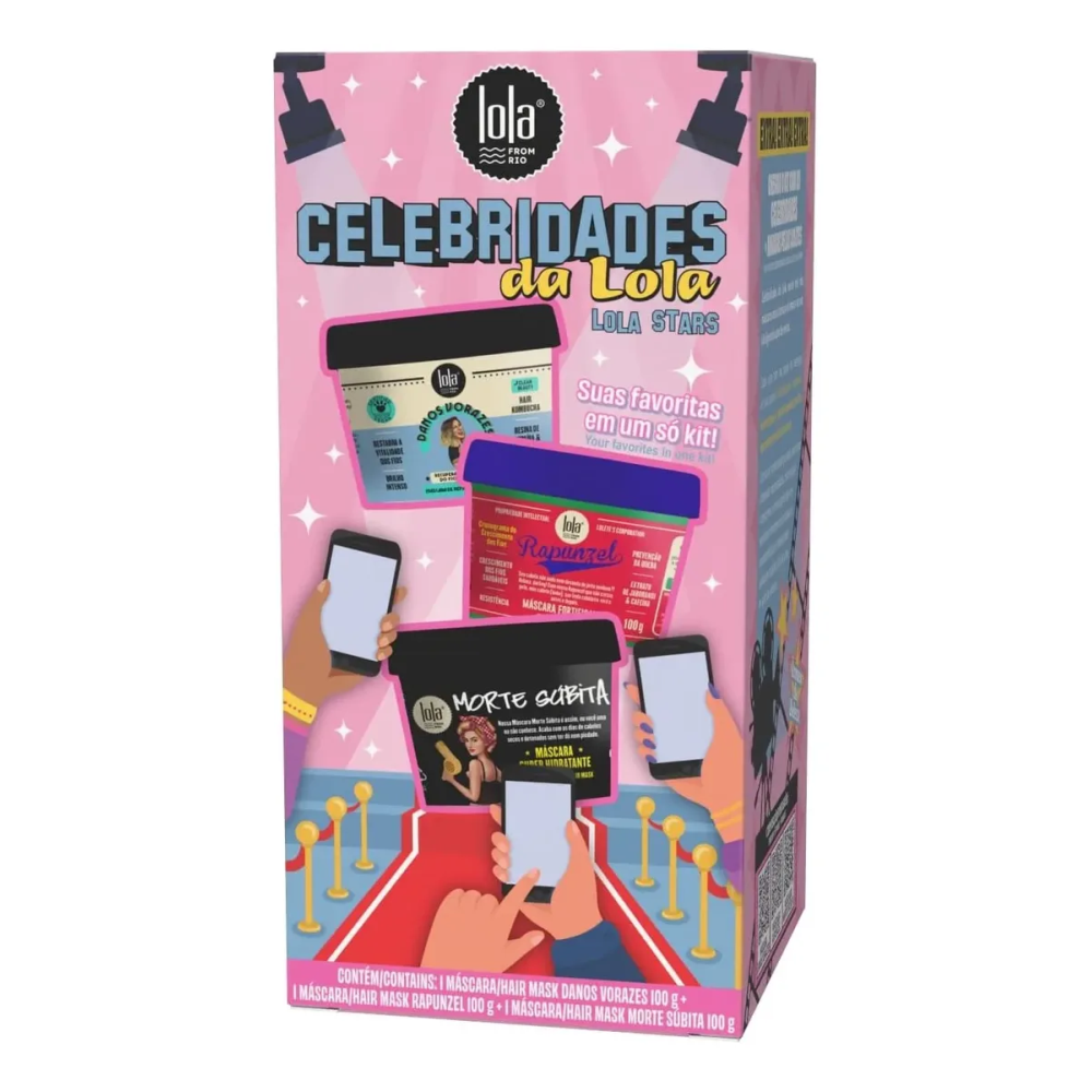 Kit Celebridades Lola Máscaras Danos Vorazes + Rapunzel + Morte Súbita 100g +100g + 100g