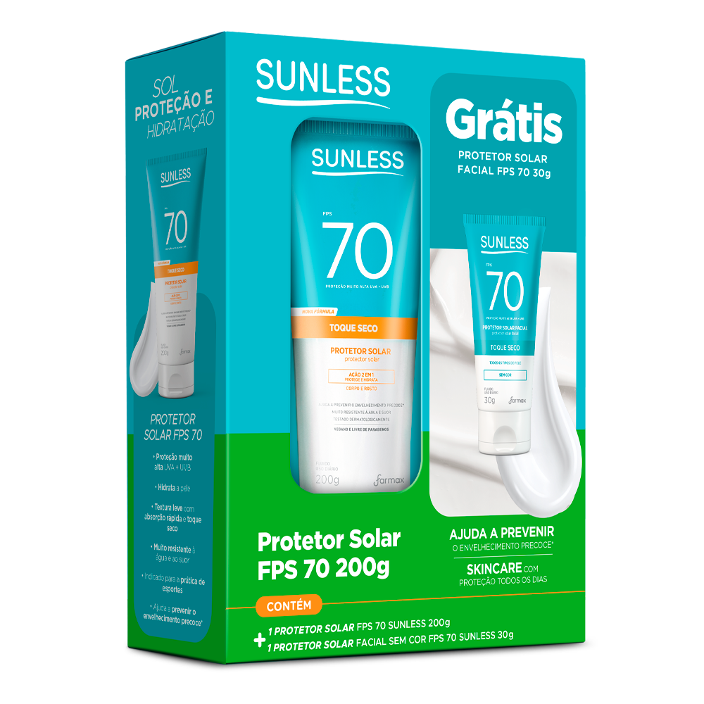 Kit Sunless Farmax 200g + 30g Protetor Solar FPS70 + Mini Protetor Solar Incolor FPS70