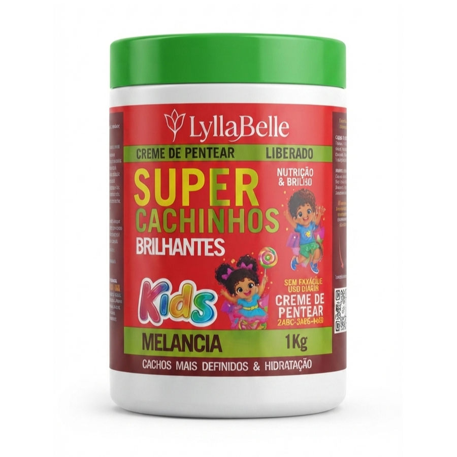 Creme de Pentear Kids Lylla Belle 1kg Super Cachinhos Melancia