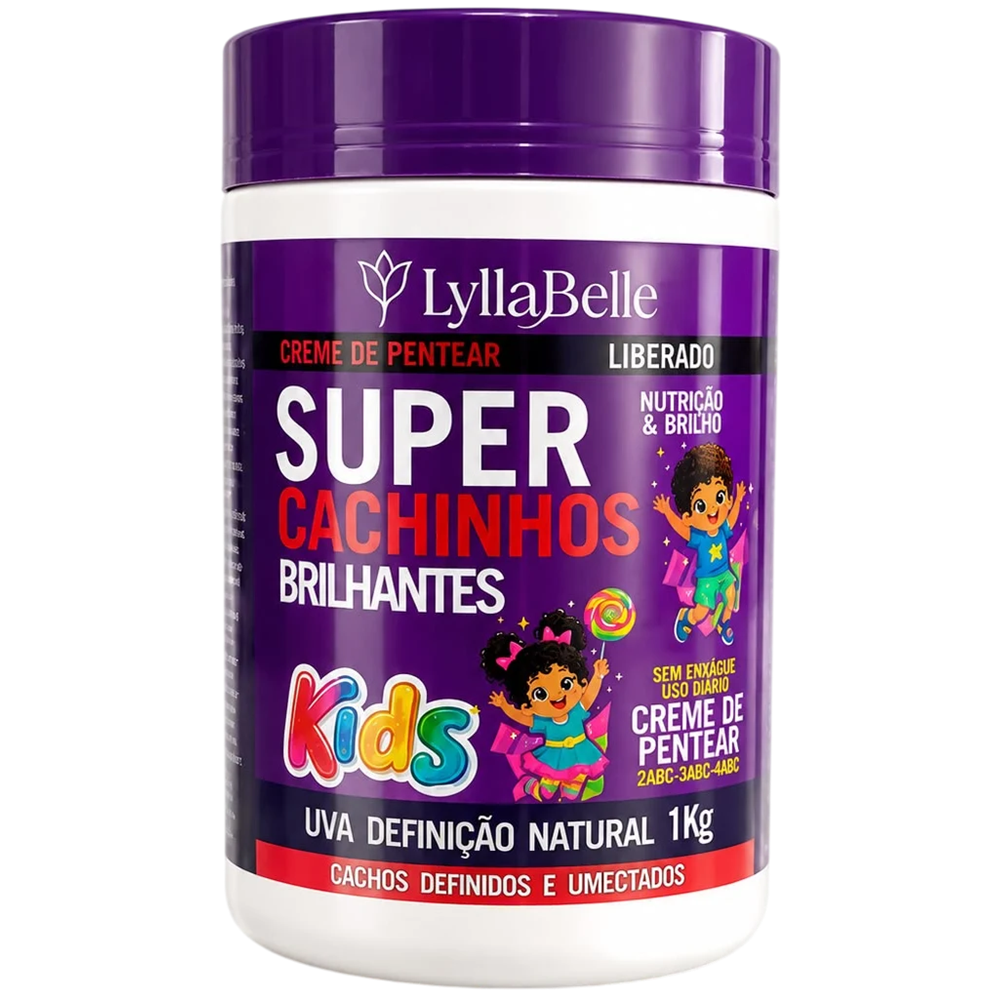 Creme de Pentear Kids Lylla Belle 1kg Super Cachinhos Uva