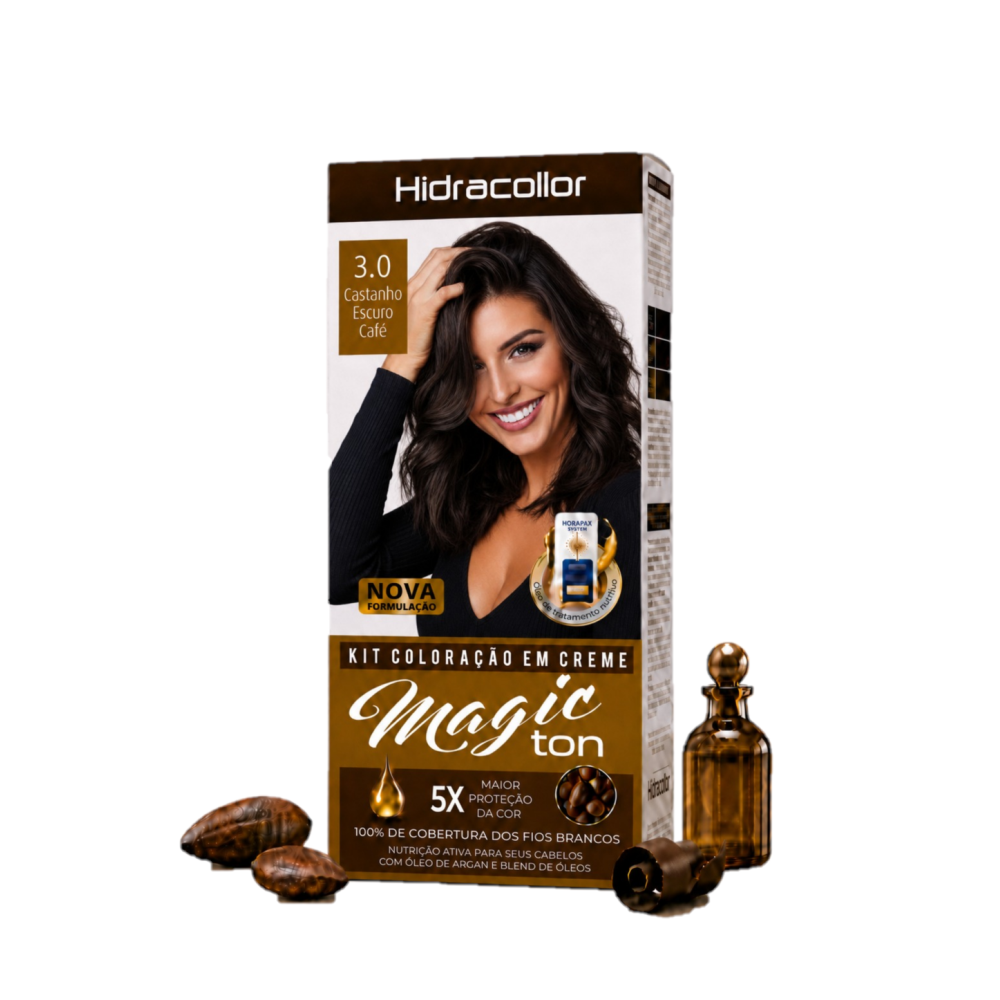 Coloração em Creme Hidra Collor Hidran Magic Ton Castanho Café Ref. 3.0
