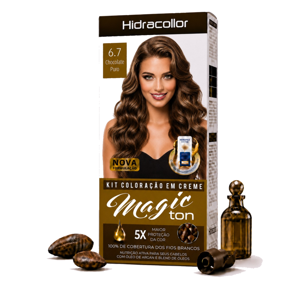 Coloração em Creme Hidra Collor Hidran Magic Ton Chocolate Puro Ref. 6.7