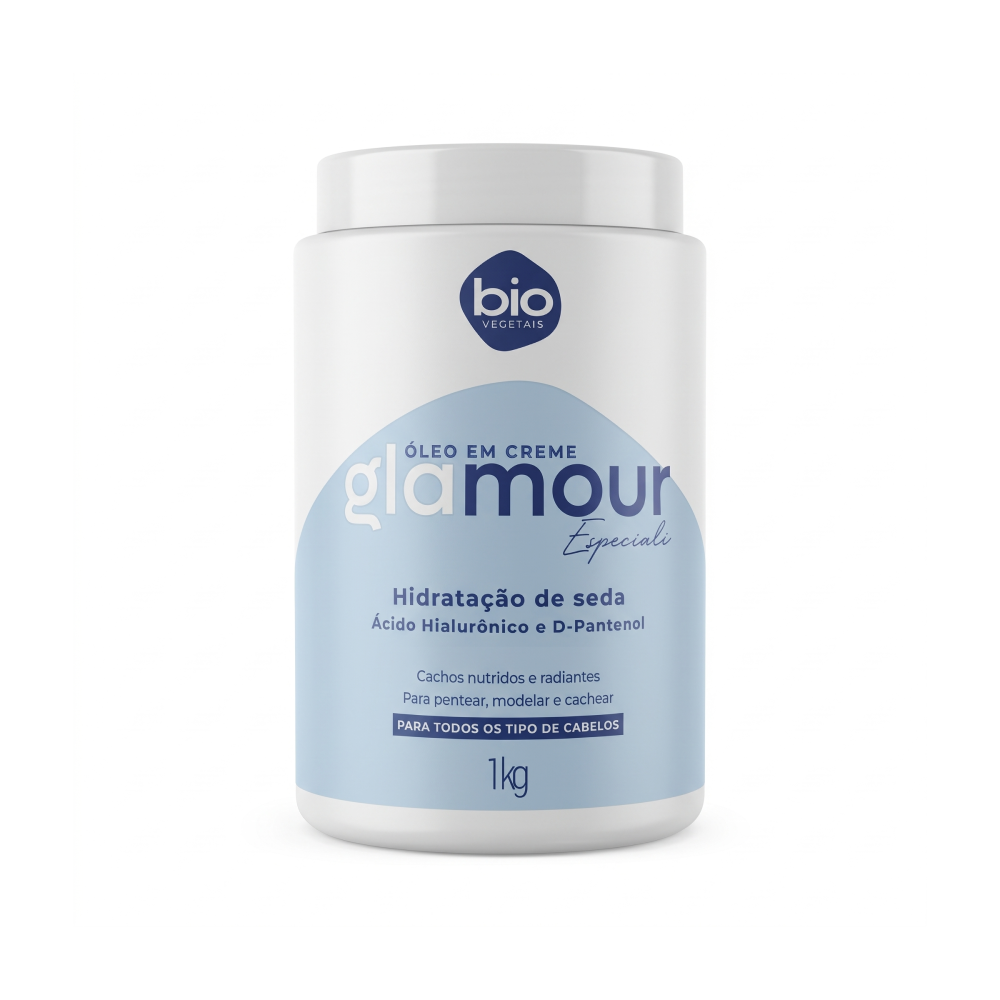 Óleo em Creme Bio Vegetais Trihair 1kg Glamour Ácido Hialurônico e D-Pantenol