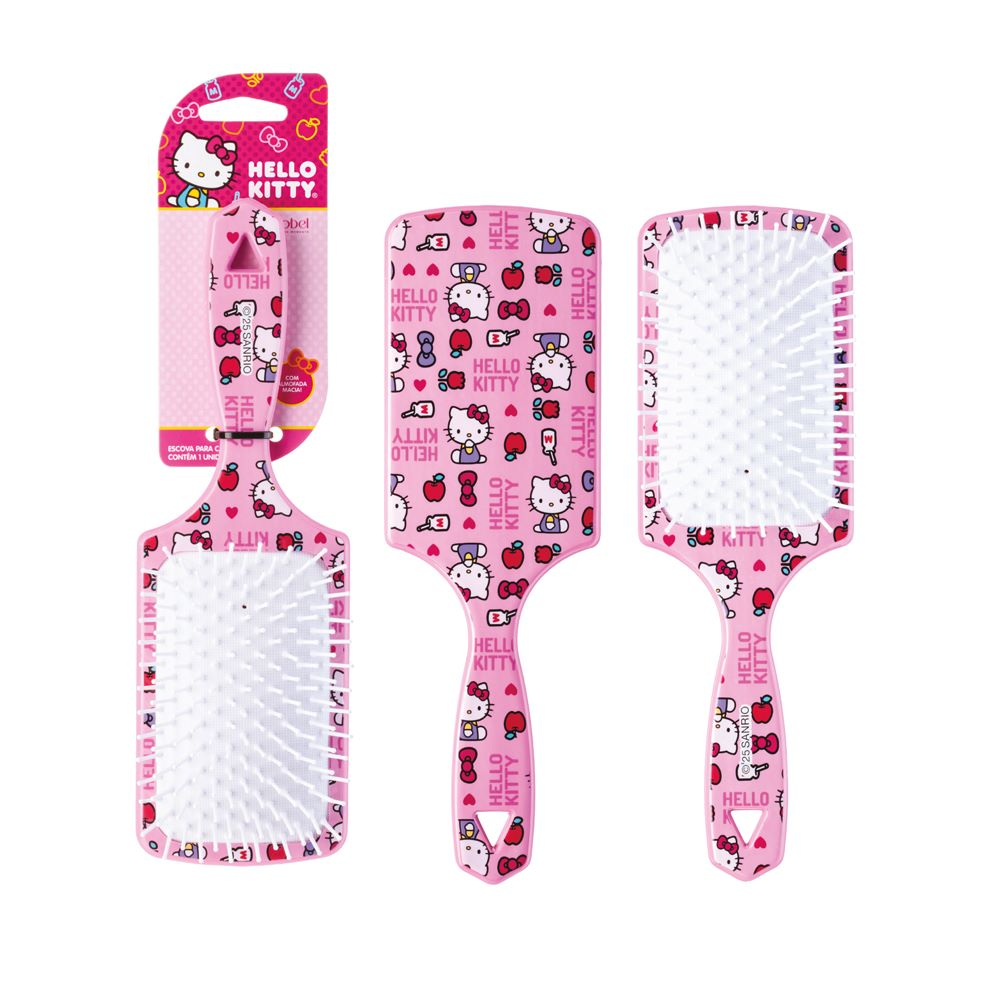 Escova Hello Kitty Escobel Meu Lanchinho Quadrada Almofadada Ref. 11200