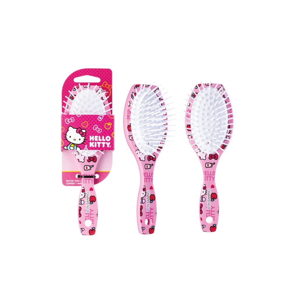 Escova Hello Kitty Escobel Meu Lanchinho Oval Almofadada Pequena Ref. 11500