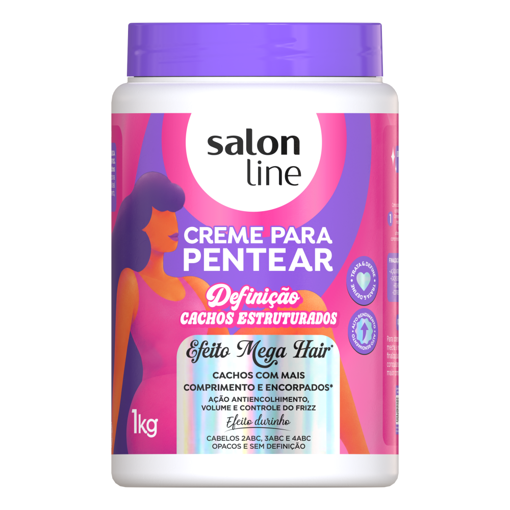 Creme de Pentear Salon Line 1kg Definição Cachos Estruturados Efeito Mega Hair