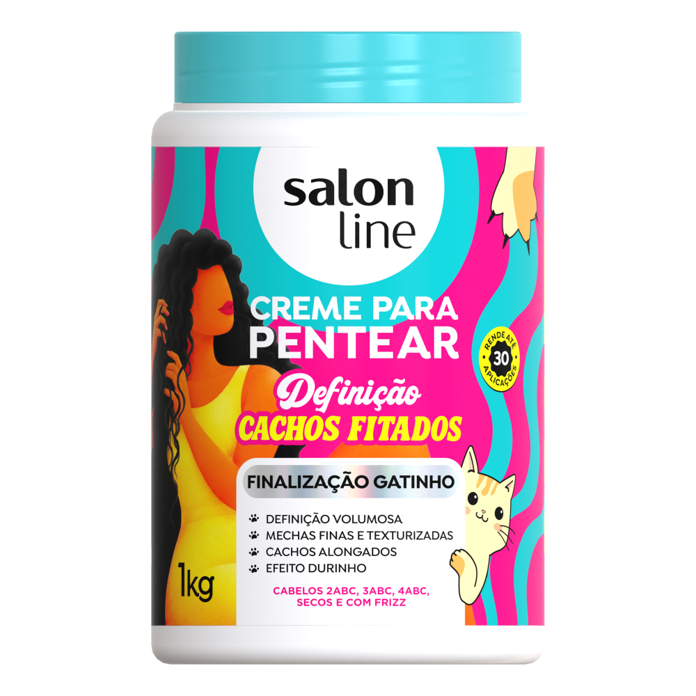 Creme de Pentear Salon Line 1kg Definição Cachos Fitados Finalização Gatinho