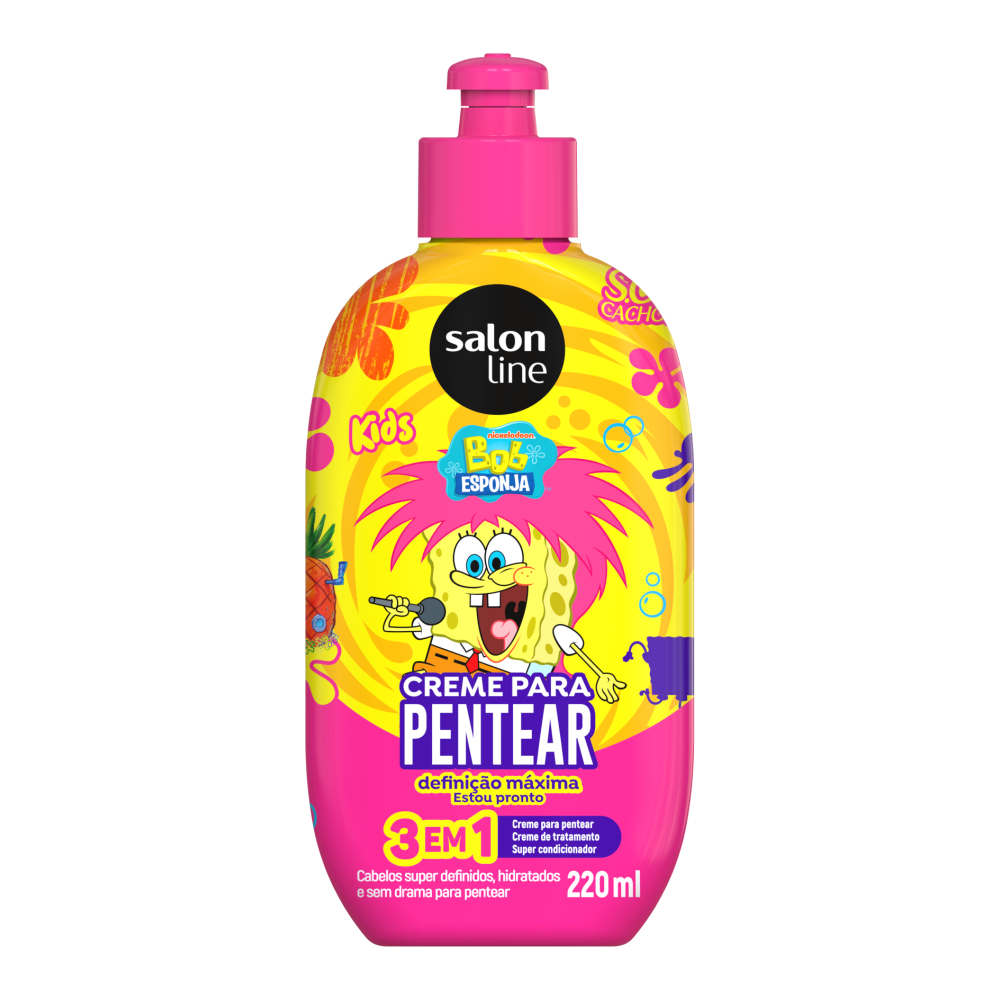 Creme de Pentear 3 em  1 Kids Salon Line 220ml Bob Esponja Definição Máxima