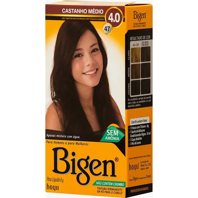 Tintura Cless Bigen 47 Castanho Médio 4.0