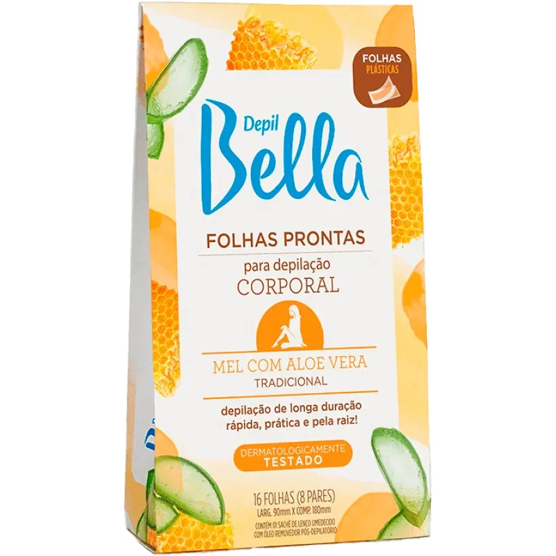 Folhas Prontas Para Depilação Depil Bella Mel Com 16 Unidades