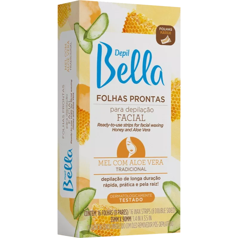 Folhas Prontas Para Depilação Facial Depil Bella Mel Com 16 Unidades