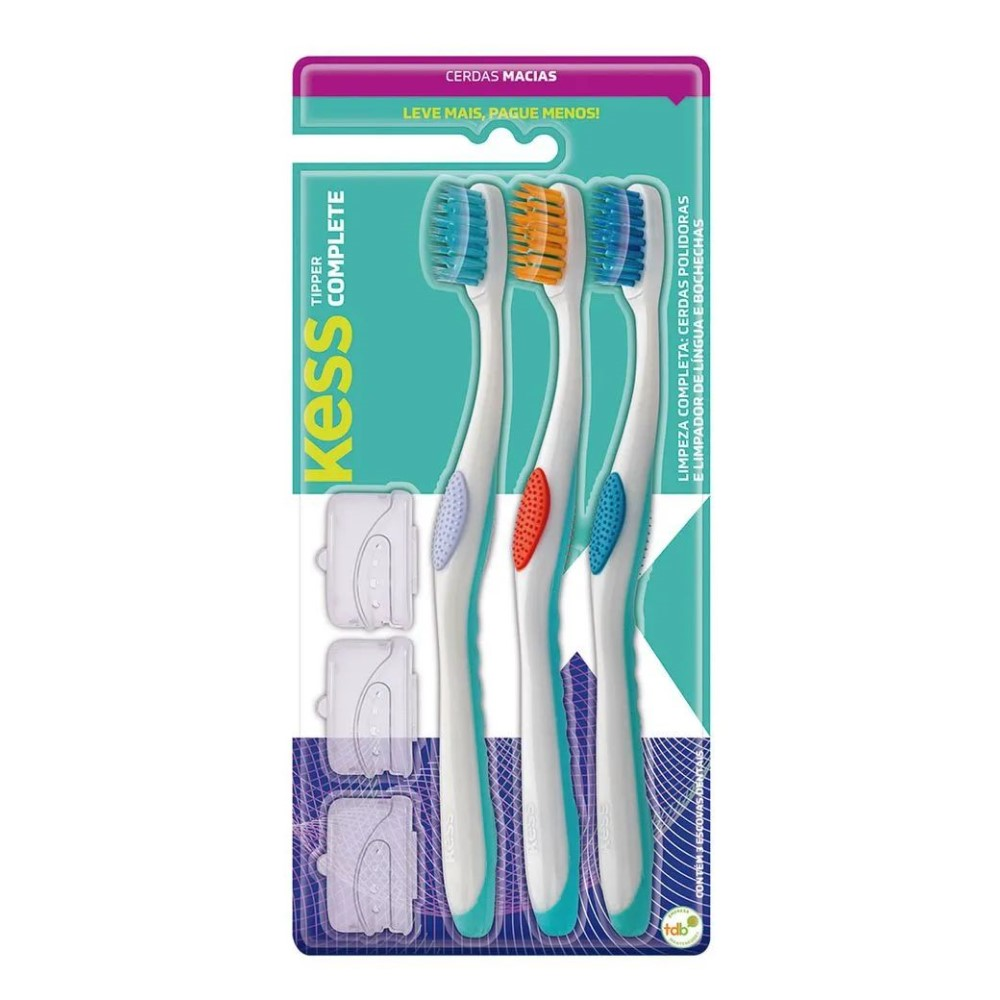 Escova Dental Kess Belliz Macia Com 3 Unidades Combo Plus Ref. 2083