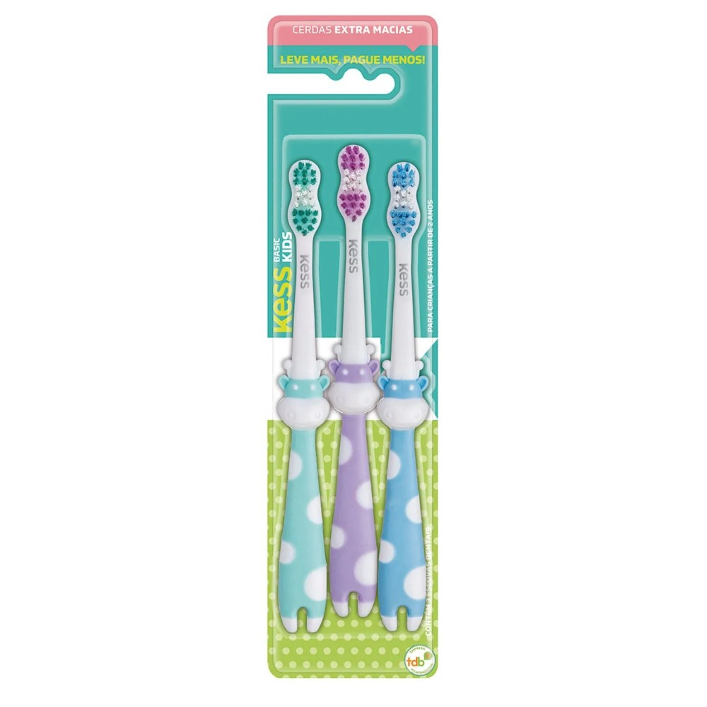 Escova Dental Kess Belliz Extra Macia Com 3 Unidades Infantil Basic Pets Ref. 2566